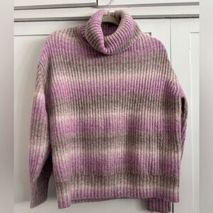GAP Ribbed Turtleneck Sweater in Pink and Cream Ombre